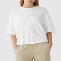 bassike - Back Splice Boxy SS T Shirt - T-Shirts & Singlets (White) Back Splice Boxy SS T-Shirt