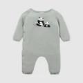 Bebe by Minihaha - Angus Panda Knitted Romper Babies - Longsleeve Rompers (Dusky Sage) Angus Panda Knitted Romper - Babies