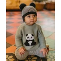Bebe by Minihaha - Angus Panda Knitted Jumper Babies - Jumpers (Dusky Sage) Angus Panda Knitted Jumper - Babies