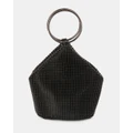 Olga Berg - Bianca Ball Mesh Handle Bag - Clutches (Black) Bianca Ball Mesh Handle Bag