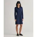 Gant - Shield Piqué Long Sleeve Dress - Dresses (EVENING BLUE) Shield Piqué Long Sleeve Dress