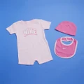 Nike - 3 Piece Romper, Hat and Bib Set Babies - Shortsleeve Rompers (Pink Foam) 3-Piece Romper, Hat and Bib Set - Babies