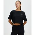 Nike - Ribbed Jersey Short Sleeve Top - Crop Tops (Black & White) Ribbed Jersey Short Sleeve Top