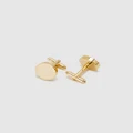 Oxford - Mens Round Disc Cuff Link - Ties & Cufflinks (Metallic Gold) Mens Round Disc Cuff Link