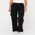 Rusty - Tank Girl Low Rise Wide Fit Cargo Pant - Cargo Pants (BLK) Tank Girl Low Rise Wide Fit Cargo Pant