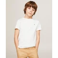 Tommy Hilfiger - Basic Crew Neck Short Sleeve Knit Tee Kids - T-Shirts & Singlets (Bright White) Basic Crew Neck Short Sleeve Knit Tee - Kids