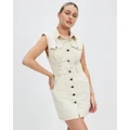 All About Eve - Kennedy Denim Mini Dress - Dresses (ECRU) Kennedy Denim Mini Dress