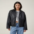 Cotton On - Leo Faux Leather Jacket - Coats & Jackets (BLACK) Leo Faux Leather Jacket