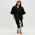 Gingerlilly - Bethany Silky Satin Robe - Sleepwear (Black) Bethany Silky Satin Robe