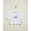 Puma - Logo Cropped Tee Kids Teens - T-Shirts & Singlets (Puma White & Print) Logo Cropped Tee - Kids-Teens