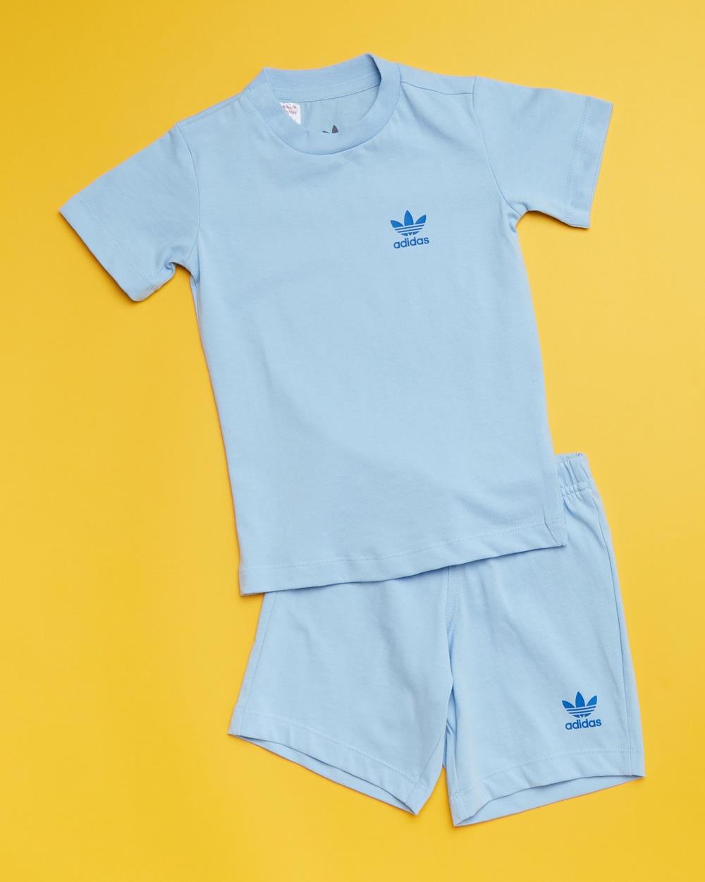 adidas Originals - Shorts and Tee Set Babies Kids - 2 Piece (Clear Sky) Shorts and Tee Set - Babies-Kids