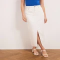 Atmos&Here - Leila Denim Split Maxi Skirt - Denim skirts (Off White) Leila Denim Split Maxi Skirt