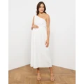 Atmos&Here Maternity - Bella Linen Blend Maternity Midi Dress - Dresses (White) Bella Linen Blend Maternity Midi Dress