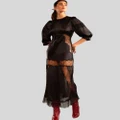 Cynthia Rowley - CHARMEUSE LACE BIAS DRESS - Dresses (BLACK) CHARMEUSE LACE BIAS DRESS