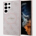Guess - Galaxy S24 Ultra 4G Grip Stand Phone Case - Tech Accessories (Pink) Galaxy S24 Ultra 4G Grip Stand Phone Case