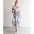 Talulah - Evolet Midi Dress - Printed Dresses (Aqua/Violet/Black Floral Print) Evolet Midi Dress