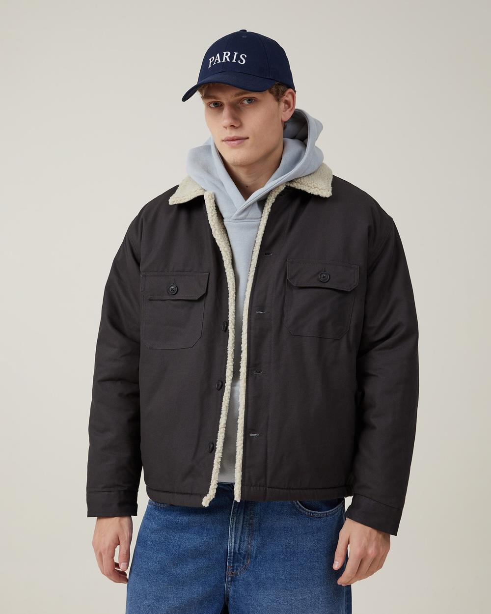 Cotton On - Teddy Lined Trucker - Coats & Jackets (WASHED BLACK CANVAS) Teddy Lined Trucker
