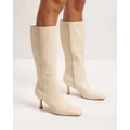 AERE - High Heel Leather Boots - Boots (Nougat Cream) High Heel Leather Boots