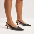 AERE - Leather Pointed Toe Heels - Mid-low heels (Black) Leather Pointed Toe Heels