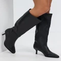 AERE - Knee High Leather Boots - Knee-High Boots (Black) Knee High Leather Boots