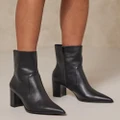 AERE - Leather Block Heel Ankle Boots - Boots (Black Leather) Leather Block Heel Ankle Boots