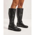 AERE - Flat Leather Riding Boots - Knee-High Boots (Black) Flat Leather Riding Boots