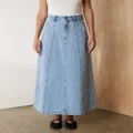 Atmos&Here - Quinn Flare Denim Maxi Skirt - Denim skirts (Mid Wash Denim) Quinn Flare Denim Maxi Skirt