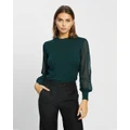 Atmos&Here - Kristina Contrast Knit Top - Tops (Forest Green) Kristina Contrast Knit Top