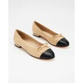 Atmos&Here - Angelina Leather Ballet Flats - Ballet Flats (Beige & Black Leather) Angelina Leather Ballet Flats