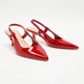 Atmos&Here - Ileana Leather Slingback Heels - Mid-low heels (Red Patent Leather) Ileana Leather Slingback Heels