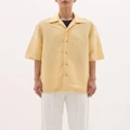 bassike - Viscose Linen SS Shirt - Tops (Yellow) Viscose Linen SS Shirt