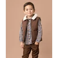 Bebe by Minihaha - Puffa Vest With Collar Babies - Coats & Jackets (Brown) Puffa Vest With Collar - Babies