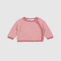 Bebe by Minihaha - Aubrey Stripe Knitted Wrap Jumper Babies - Jumpers & Cardigans (Rose Pink Stripe) Aubrey Stripe Knitted Wrap Jumper - Babies