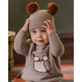 Bebe by Minihaha - Eli Pom Pom Knitted Beanie Babies Kids - Headwear (Mocha) Eli Pom Pom Knitted Beanie - Babies-Kids