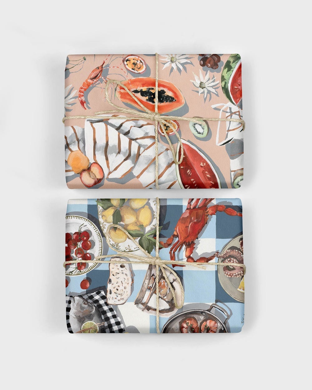 Bespoke Letterpress - Gift Wrap Summer Picnic Crab & Squid Double Sided 6pk - Home (Multi coloured) Gift Wrap - Summer Picnic - Crab & Squid - Double Sided 6pk