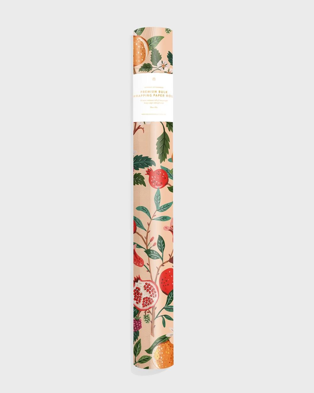 Bespoke Letterpress - Gift Wrap Roll 30m Pomegranate Peach - Home (Peach) Gift Wrap Roll 30m Pomegranate - Peach