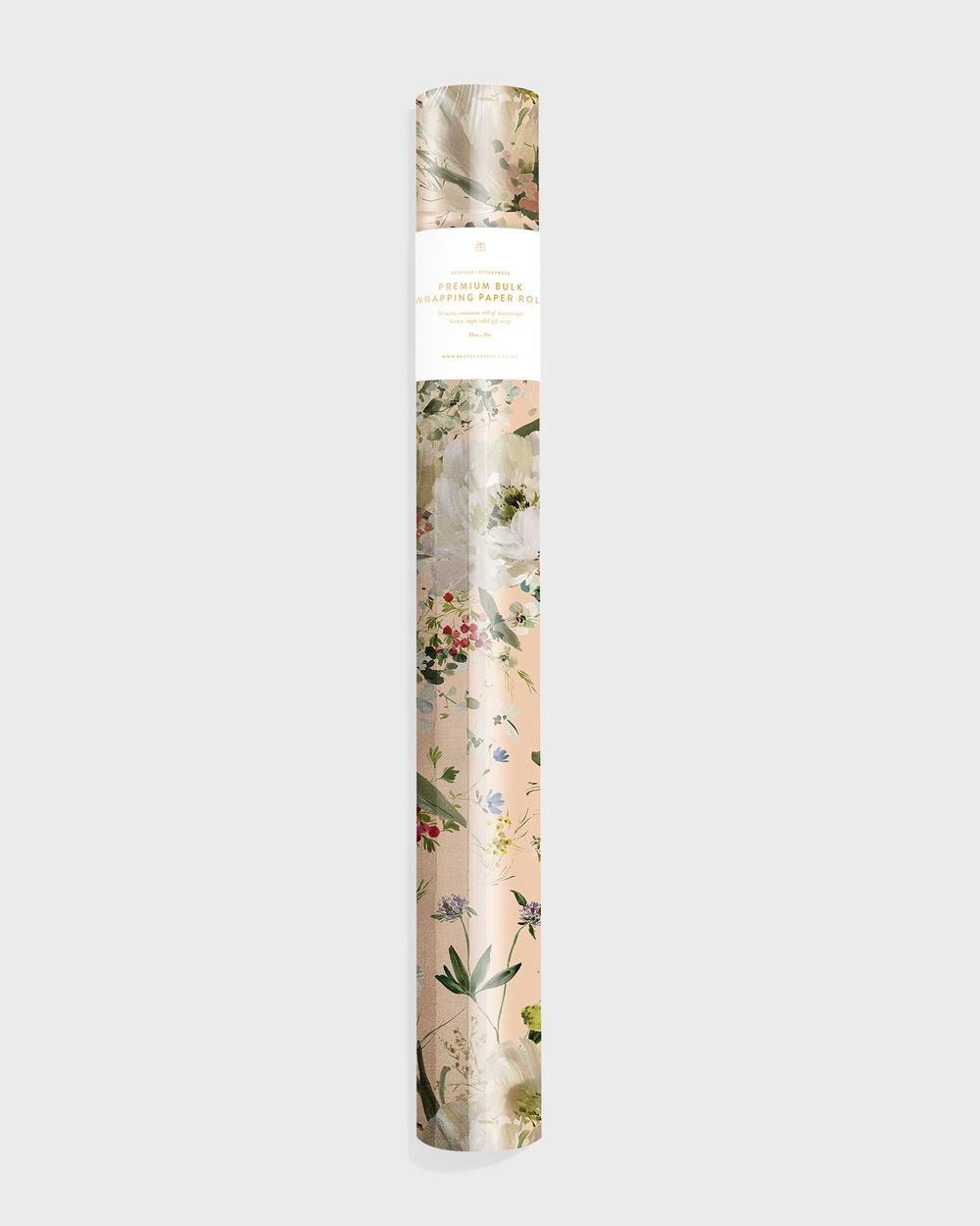 Bespoke Letterpress - Gift Wrap Roll 30m Summer Peonies Blush - Home (Blush) Gift Wrap Roll 30m Summer Peonies - Blush