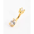 Lovisa - Gold Plated Titanium Pear Diamante Small Belly Bar - Jewellery (Gold) Gold Plated Titanium Pear Diamante Small Belly Bar
