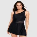 Miraclesuit Swimwear - Network Alina Asymmetric Tummy Control Swimdress - One-Piece / Swimsuit (Black) Network Alina Asymmetric Tummy Control Swimdress