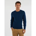 NAUTICA - Merino Wool Cable Knit Sweater - Jumpers & Cardigans (NAVY) Merino Wool Cable Knit Sweater