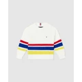 Tommy Hilfiger - Bold Stripe Sweater Kids - Jumpers & Cardigans (White Base & Stripes) Bold Stripe Sweater - Kids