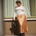 AERE - Bias Satin Midi Skirt - Skirts (Copper) Bias Satin Midi Skirt