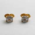 Kate Spade - 6mm Square Studs - Jewellery (Clear & Gold) 6mm Square Studs