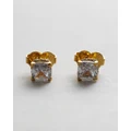 Kate Spade - 6mm Square Studs - Jewellery (Clear & Gold) 6mm Square Studs