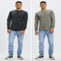 Silent Theory - Curved Hem Crew 2 Pack - Sweats (Khaki & Black) Curved Hem Crew 2-Pack