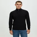 Superdry - Essential Henley Embroidered Knit Jumper - Jumpers & Cardigans (Black) Essential Henley Embroidered Knit Jumper