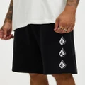 Volcom - Iconic Stone 19.5" Fleece Shorts - Shorts (Black) Iconic Stone 19.5" Fleece Shorts