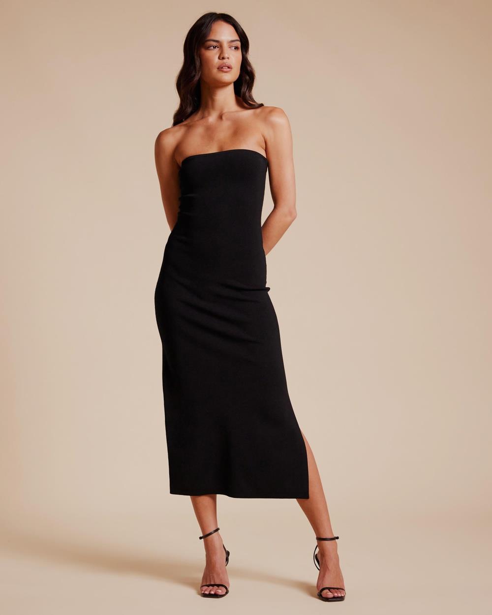 Minima Esenciales - Waylen Strapless Knit Dress - Bodycon Dresses (Black) Waylen Strapless Knit Dress