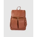 OiOi - Genuine Leather Nappy Backpack - Backpacks (Brown) Genuine Leather Nappy Backpack