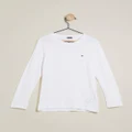 Tommy Hilfiger - Basic Long Sleeve Knit Tee Kids - T-Shirts & Singlets (Bright White) Basic Long Sleeve Knit Tee - Kids